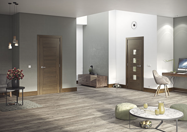 Pamplona Walnut Clear Glazed Door