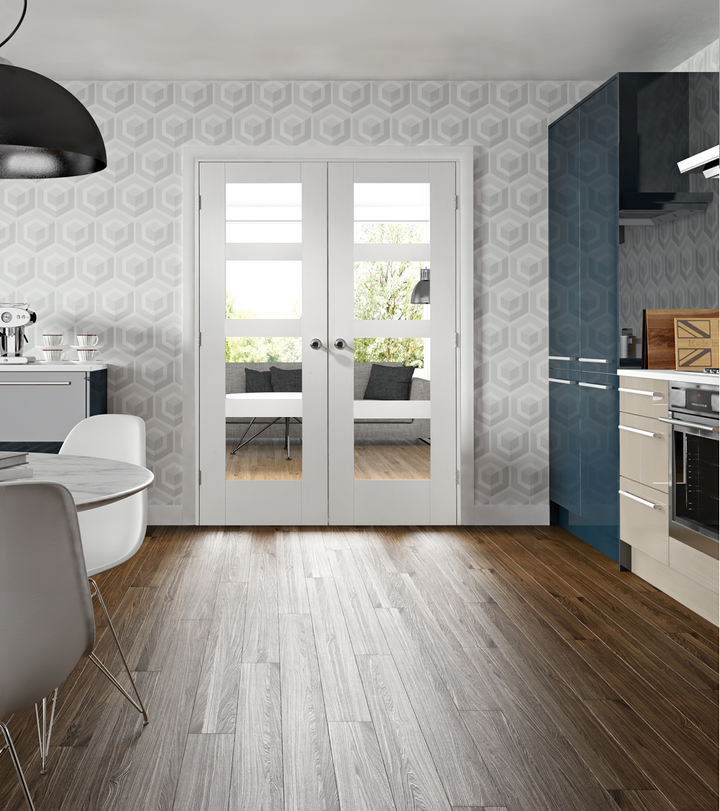 White Shaker Glazed French Doors