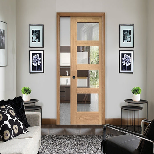Shaker 4 Light Clear Glazed Fire Pocket Doors