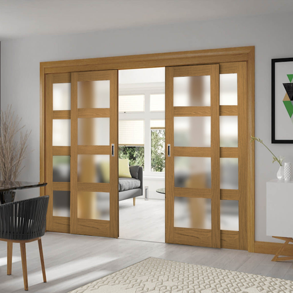 Sliding French Doors with Shaker Obscure Glazed Doors 