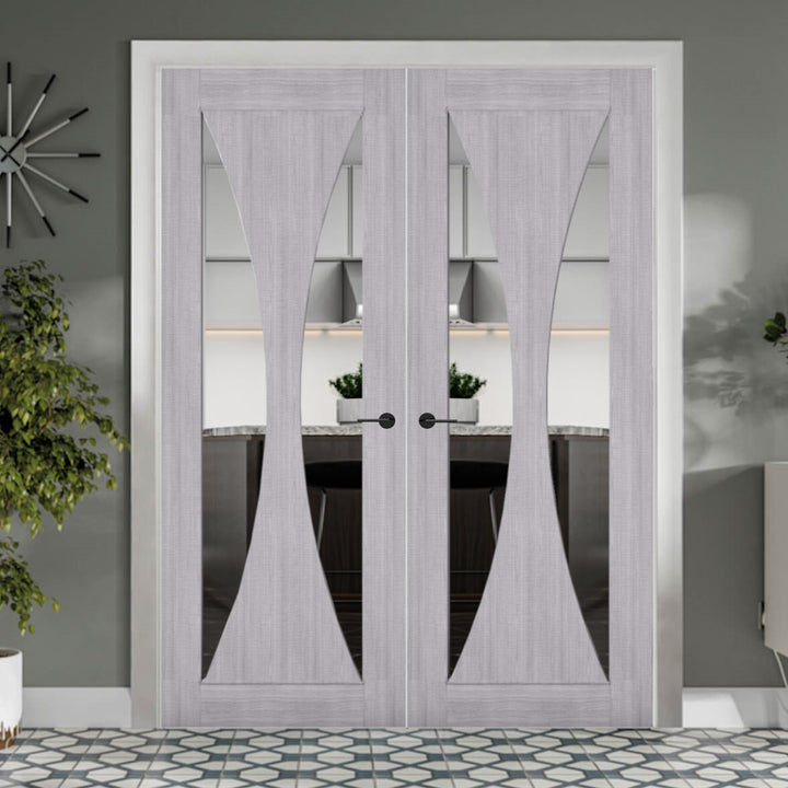 Sorrento Clear Glazed Grey Door Pair