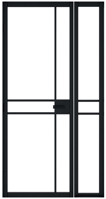 Black Greenwich Industrial Style Offset French Doors with Side Panels 