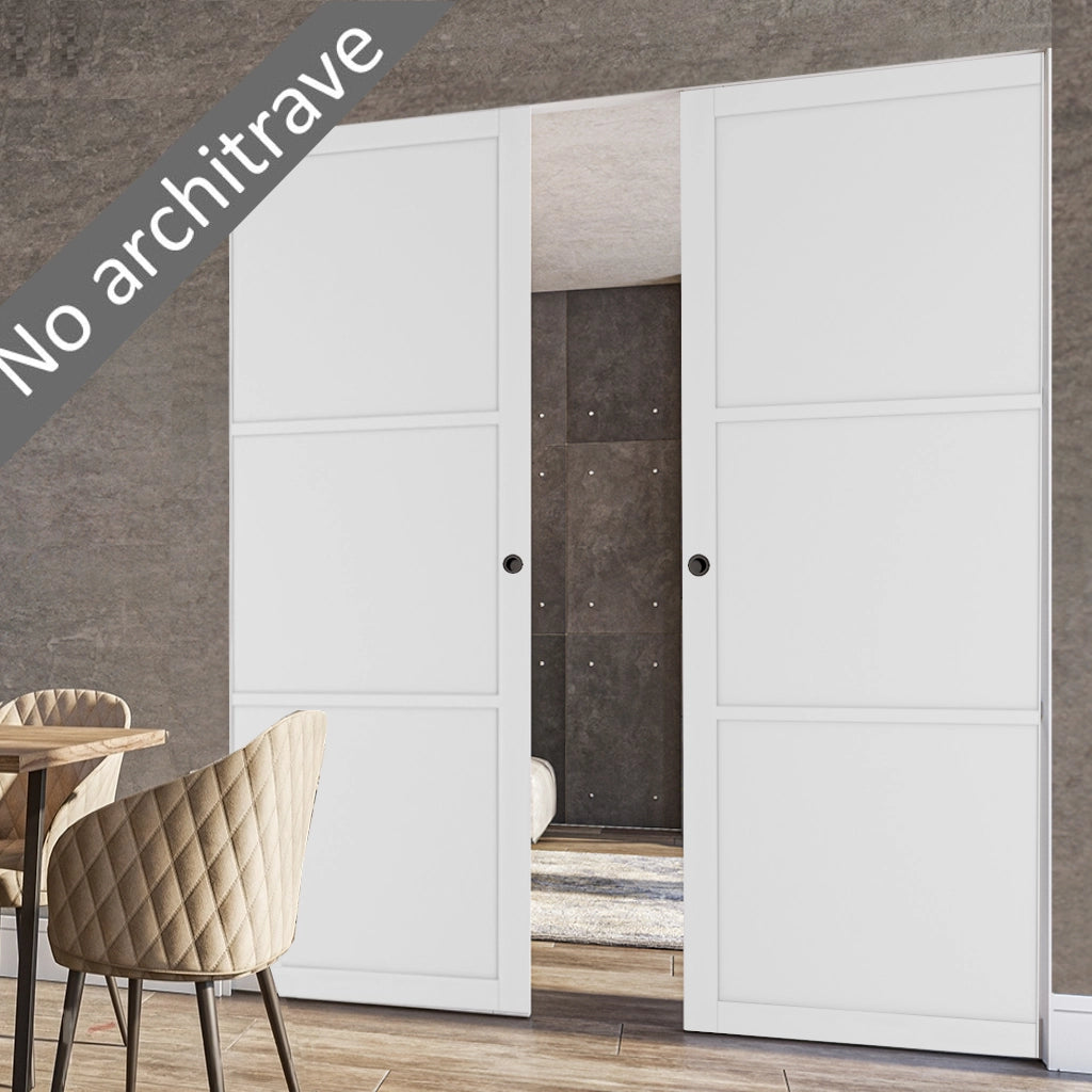 White Double Flush Pocket Door Sets