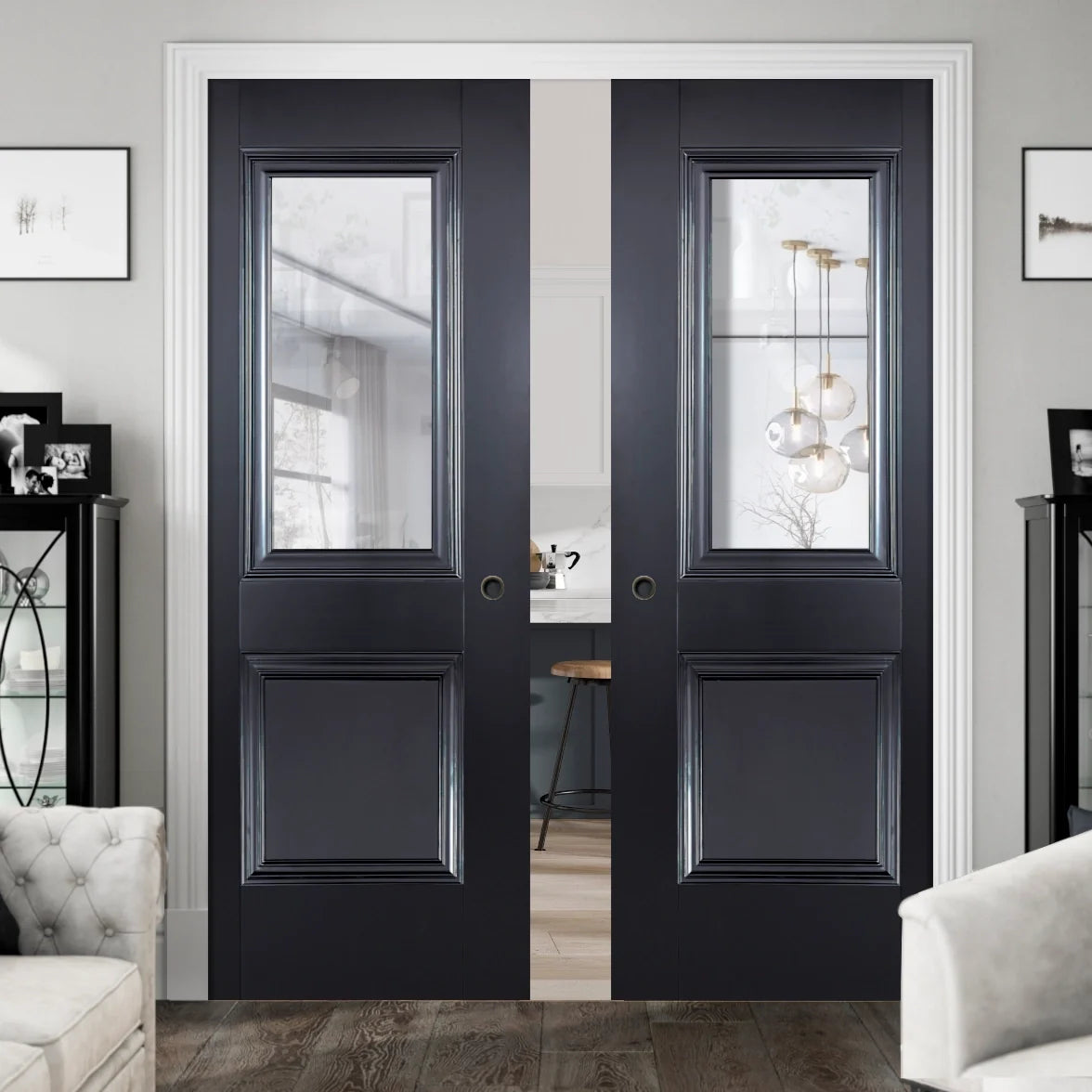 Black Double Pocket Doors