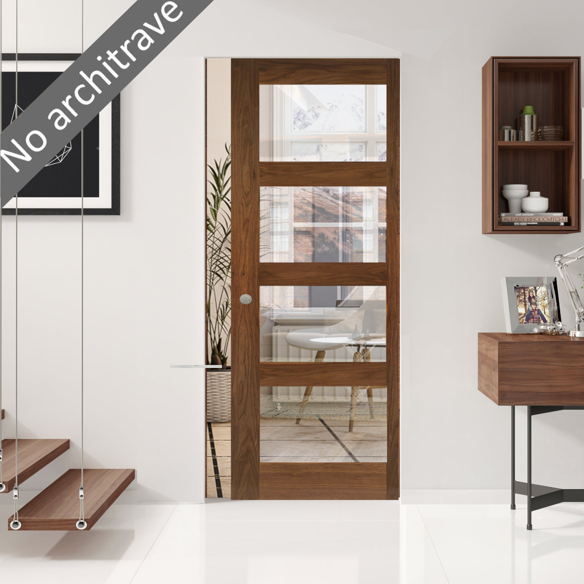 Walnut Flush Singe Pocket Door Sets