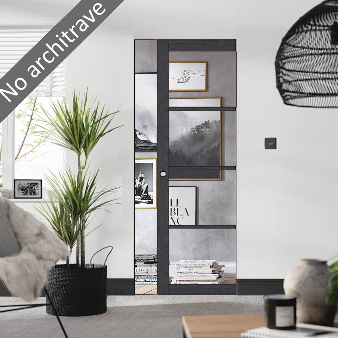 Black and Grey Flush Single Pocket Door Sets