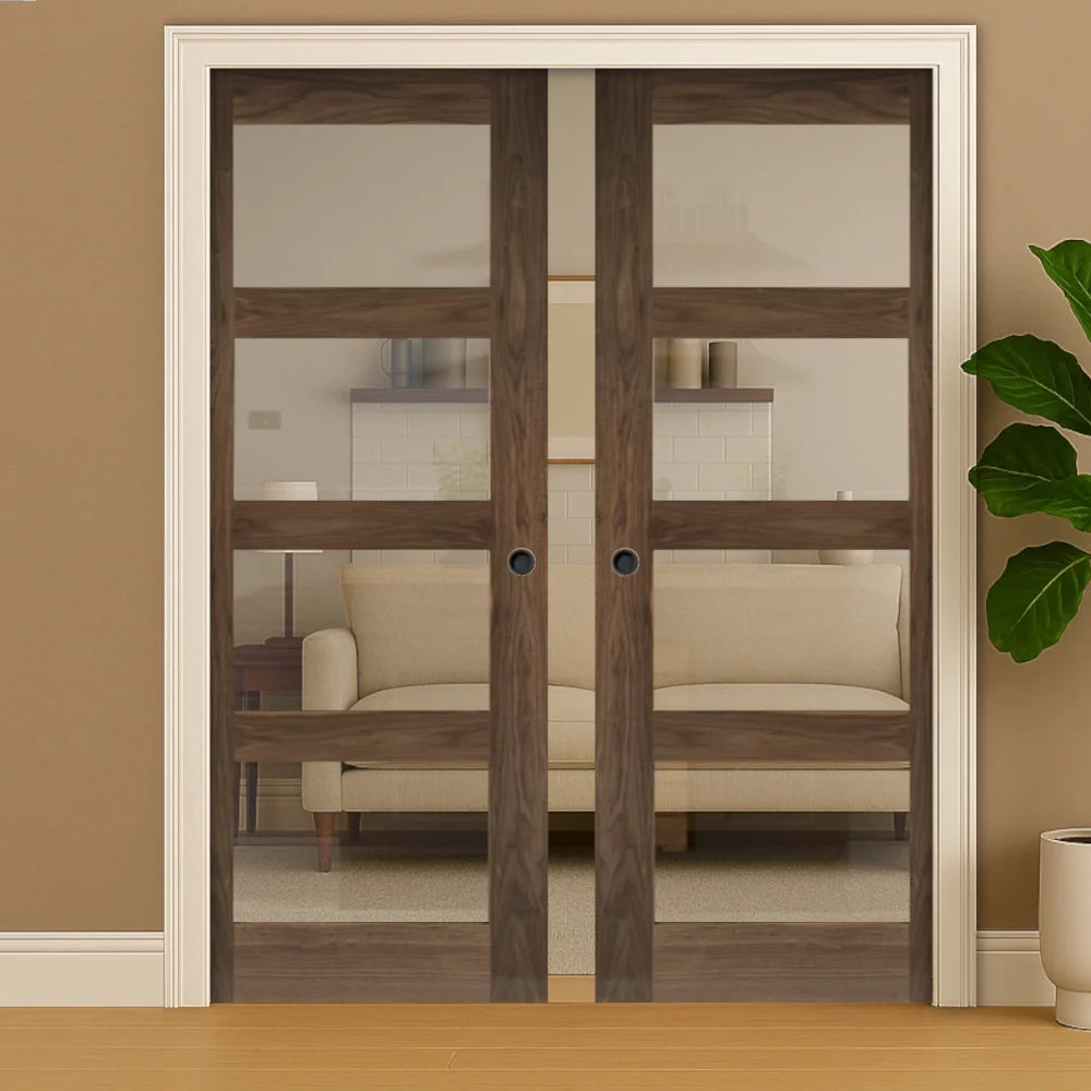 Walnut Double Pocket Doors