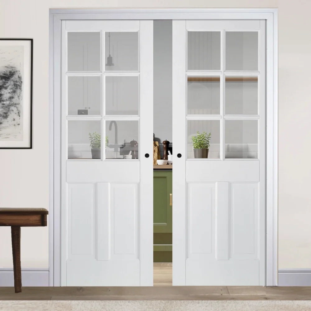 White Double Pocket Doors