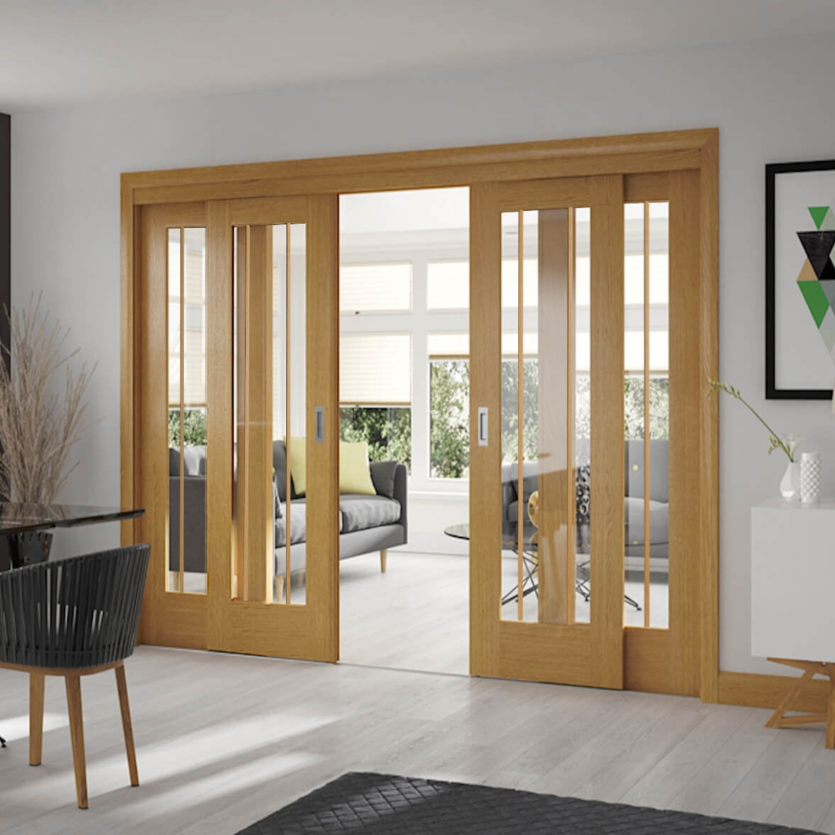 Sliding French Door with Fixed Side Panels