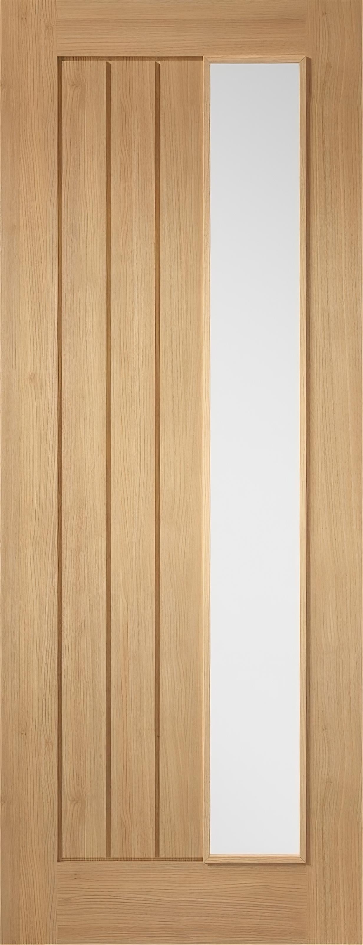 Mexicano Oak Clear Offset Glazed Door Fully Finished – Emerald Doors