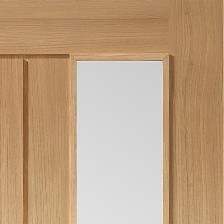 Mexicano Oak Clear Offset Glazed Door Fully Finished – Emerald Doors