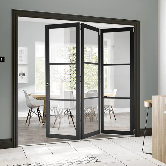 3L Black Clear Glazed Industrial Style Room Divider