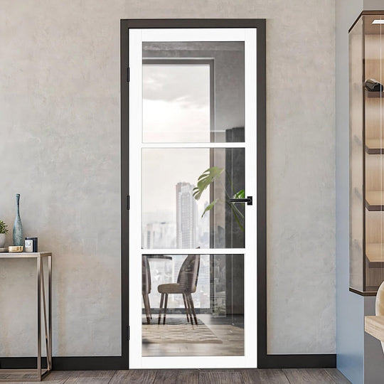 3L White Clear Glazed Custom Made Industrial Style Door