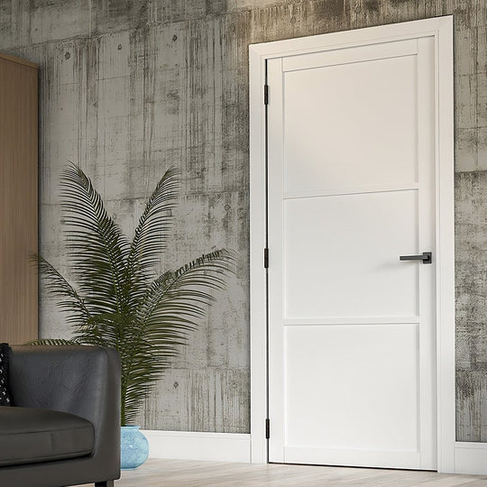 3 Panel White Custom Made Industrial Style Door