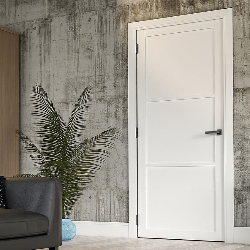 3 Panel White Custom Made Industrial Style Door – Emerald Doors