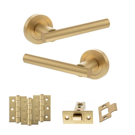 Nebraska Door Handle Pack Satin Brass