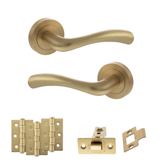 Texas Door Handle Pack Satin Brass
