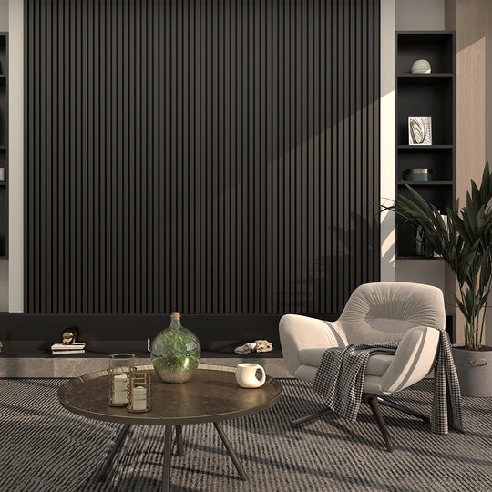 Black Acoustic Slat Wall Panelling