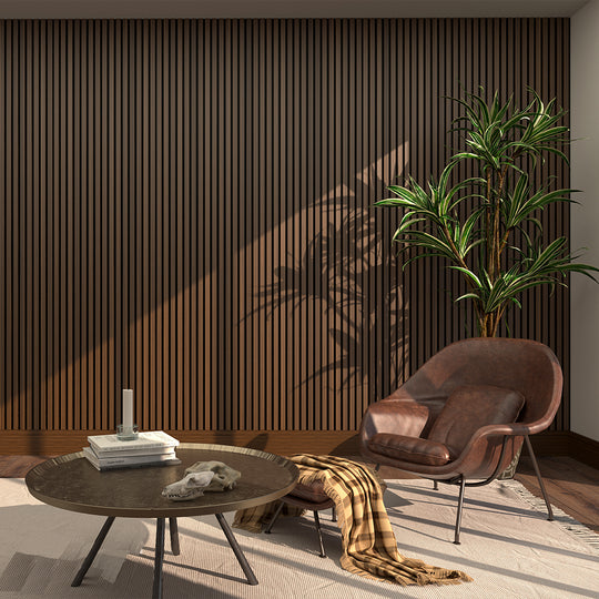 Walnut Acoustic Slat Wall Panelling