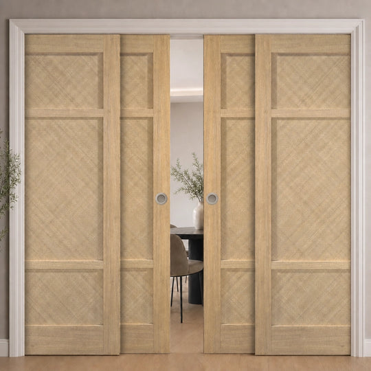 Oak Alvin 4 Door Telescopic Pocket Door System