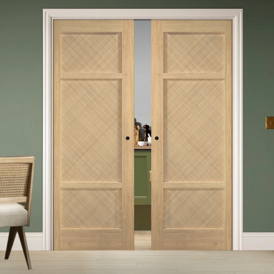 Alvin Oak Double Pocket Door Set