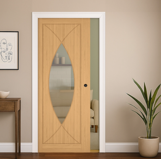 Amalfi Oak Clear Glazed Pocket Door Set