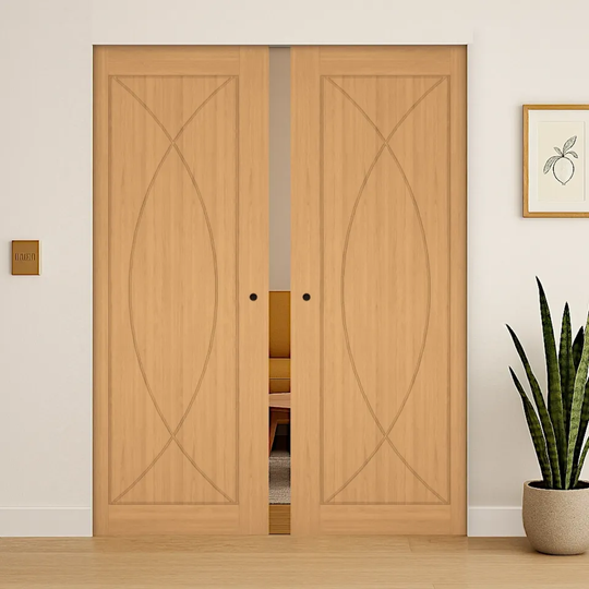 Amalfi Oak Double Flush Pocket Door Set