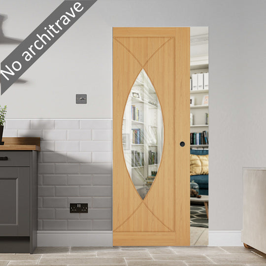 Amalfi Oak Clear Glazed Flush Pocket Door Set