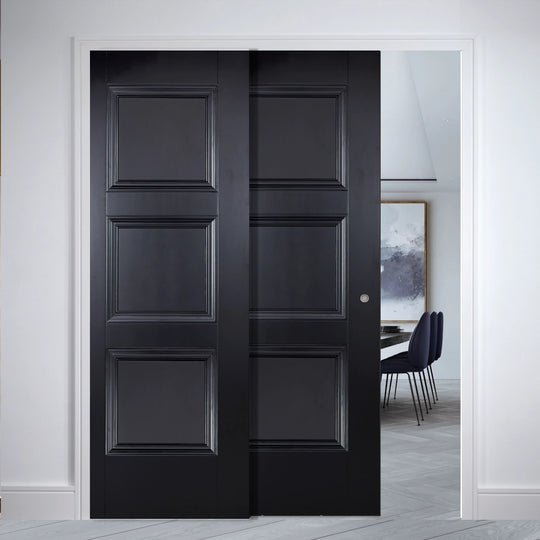 Telescopic Black Amsterdam Pocket Door System