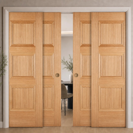Oak Amsterdam 4 Door Telescopic Pocket Door System