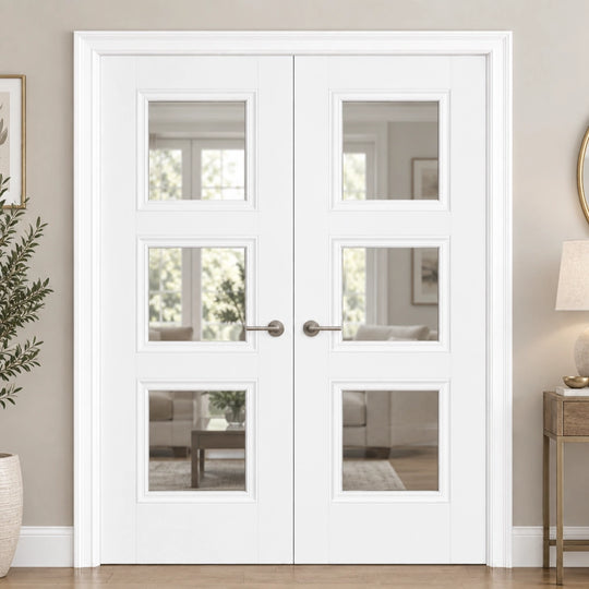 Amsterdam White Clear Glazed Door Pair