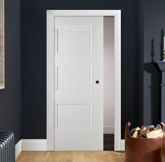 Amsterdam 3 Panel White Primed Pocket Door Set