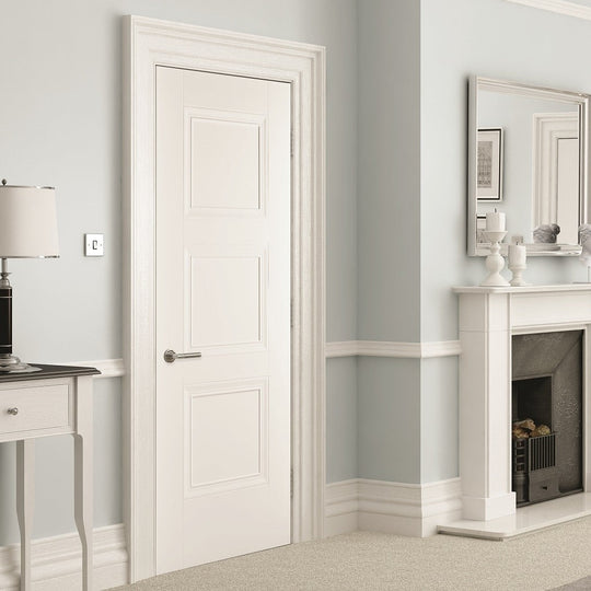 Amsterdam 3 Panel White Primed Fire Door