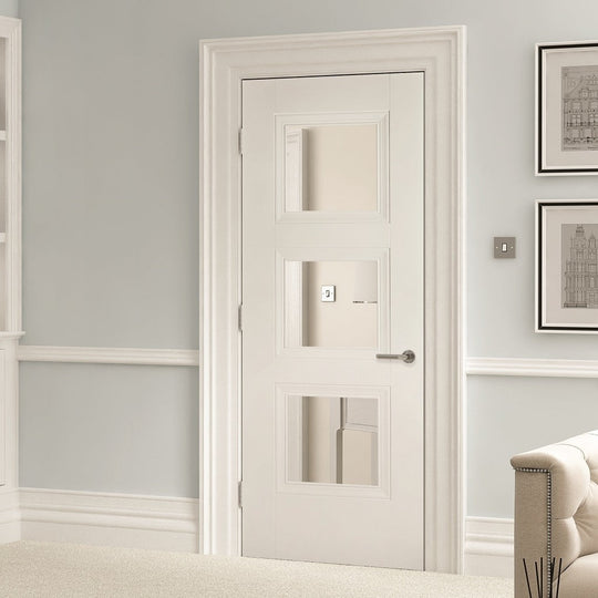 AMSTERDAM 3L WHITE PRIMED GLAZED DOOR