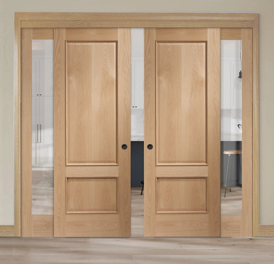 Andria Oak Room Divider with Clear Glazed Side Panel