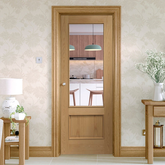 Custom Made Andria Oak Clear Glazed Fire Door