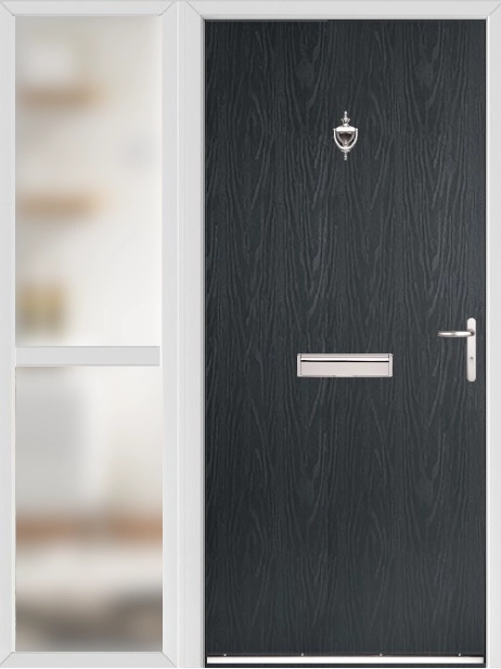 Anthracite Modern Flush External Fire Door Set with Sidelight