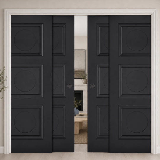 Antwerp Black 4 Door Telescopic Pocket Door System