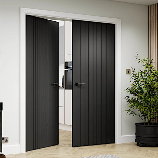Aria Black Fluted Internal Door Pair