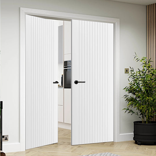 Aria White Fluted Internal Door Pair
