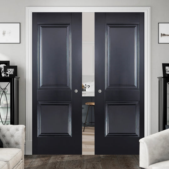 Arnhem Black 2P Double Pocket Door Set