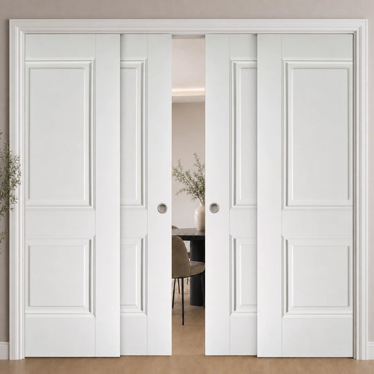 Arnhem 2 Panel White 4 Door Telescopic Pocket Door System