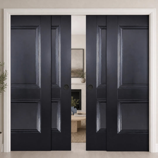 Arnhem Black 4 Door Telescopic Pocket Door System