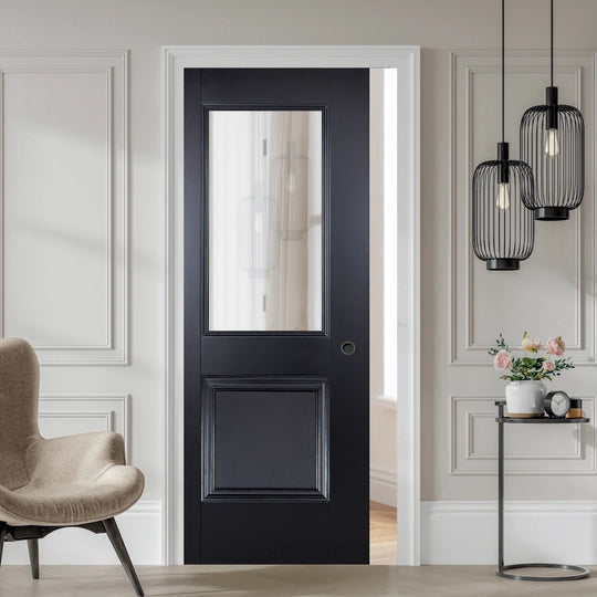 Arnhem Black 1L 1P Glazed Pocket Door Set