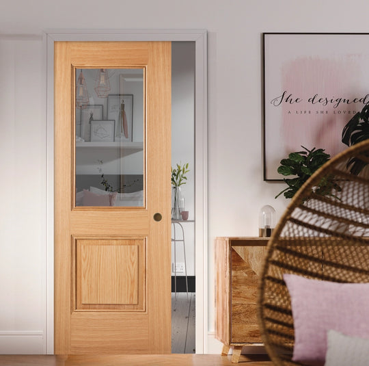 Arnhem Oak Glazed Pocket Door Set