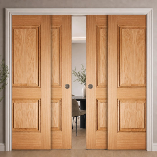 Oak Arnhem 4 Door Telescopic Pocket Door System