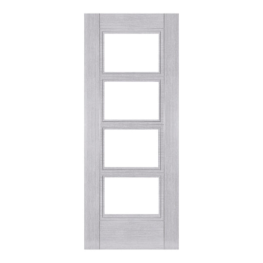 MONTREAL LIGHT GREY ASH FIRE DOOR WITH CLEAR GLASS
