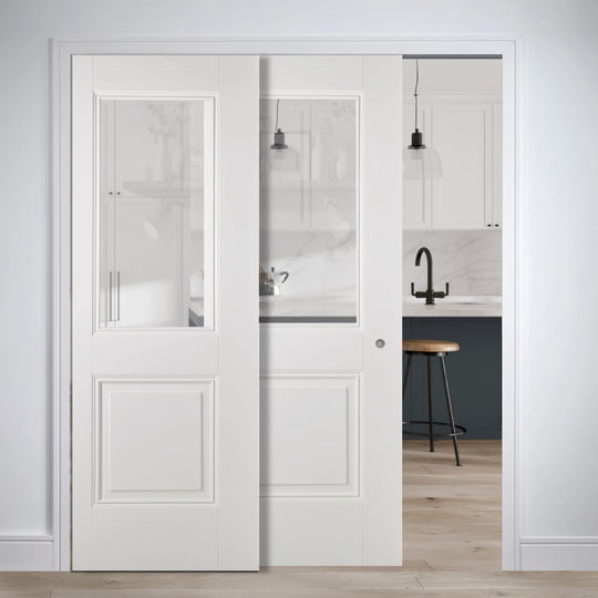 Arnhem 1L 1P White Telescopic Pocket Door System