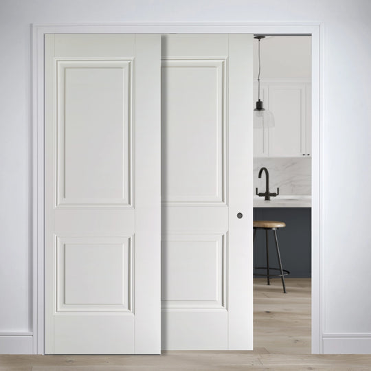 Arnhem 2 Panel White Telescopic Pocket Door System