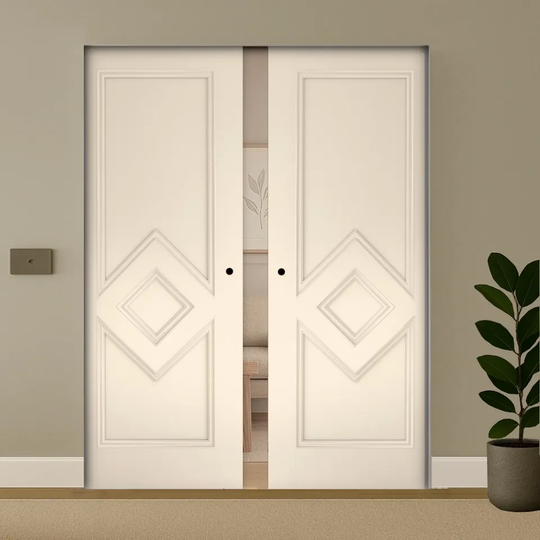 Ascot White Double Flush Pocket Door Set